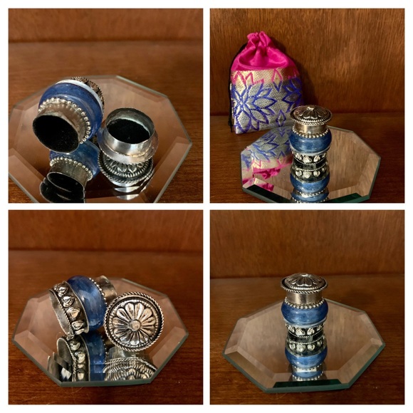 Small Glass & Silver Pill Box (Crystals, Trinkets) With Decorative Gift Pouch - Picture 12 of 16
